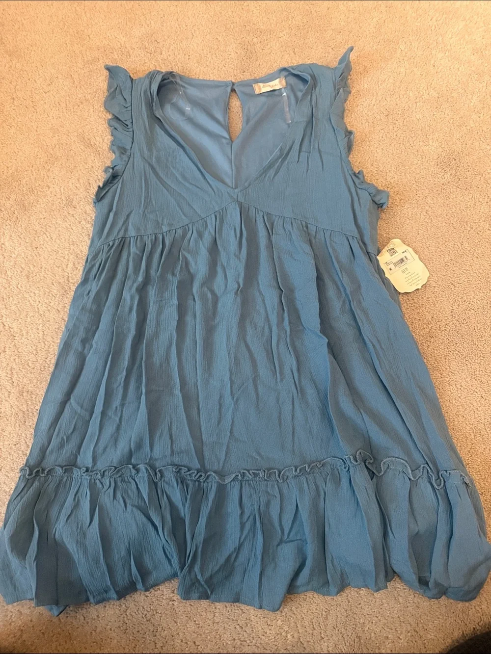 Altar'd State Blue Ruffle-Trim Mini Dress - Picture 1 of 3